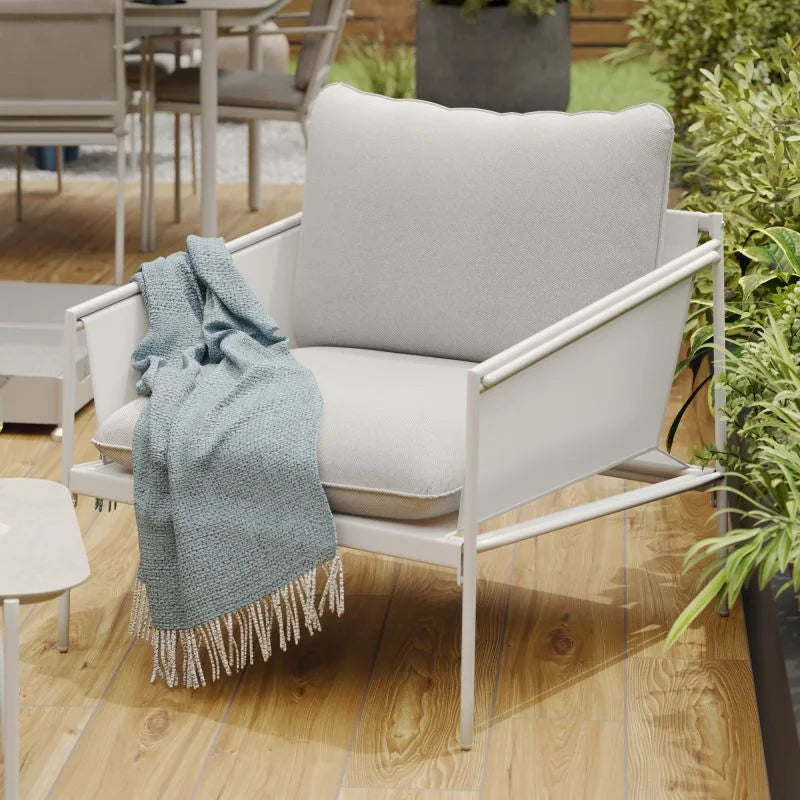 Set mobilier gradina Naterial Sigma, pentru 4 persoane, otel/poliester, bej