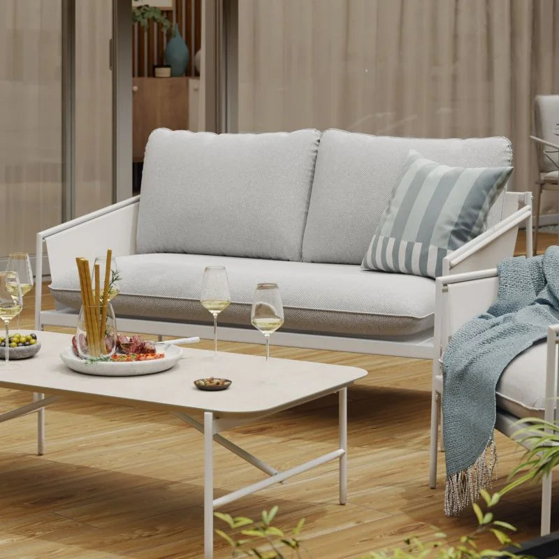 Set mobilier gradina Naterial Sigma, pentru 4 persoane, otel/poliester, bej