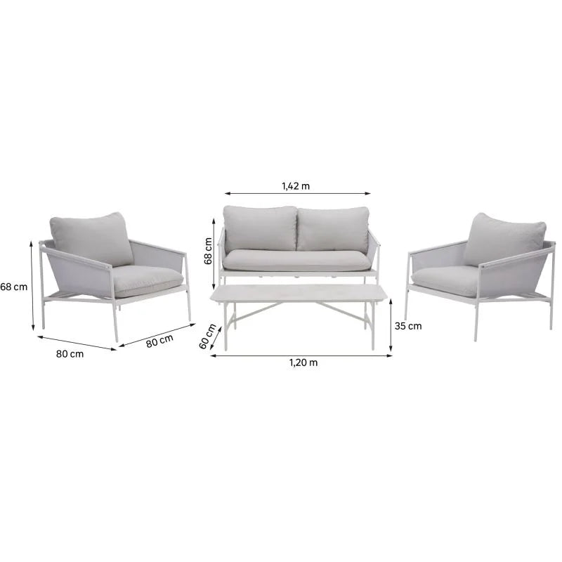 Set mobilier gradina Naterial Sigma, pentru 4 persoane, otel/poliester, bej