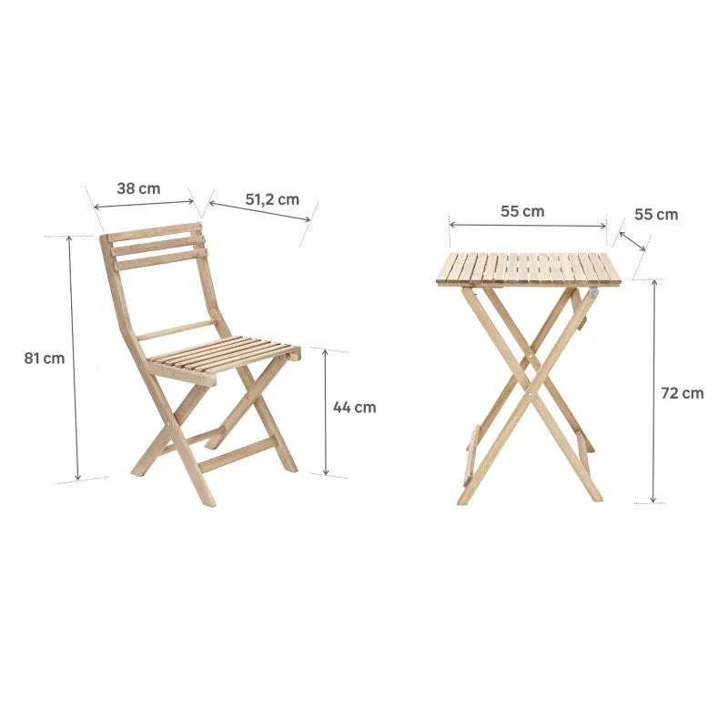 Set mobilier gradina Naterial Solis II Origami, pentru 2 persoane, lemn, natur