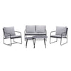 Set mobilier gradina Naterial Fino, pentru 4 persoane, otel/poliester, gri