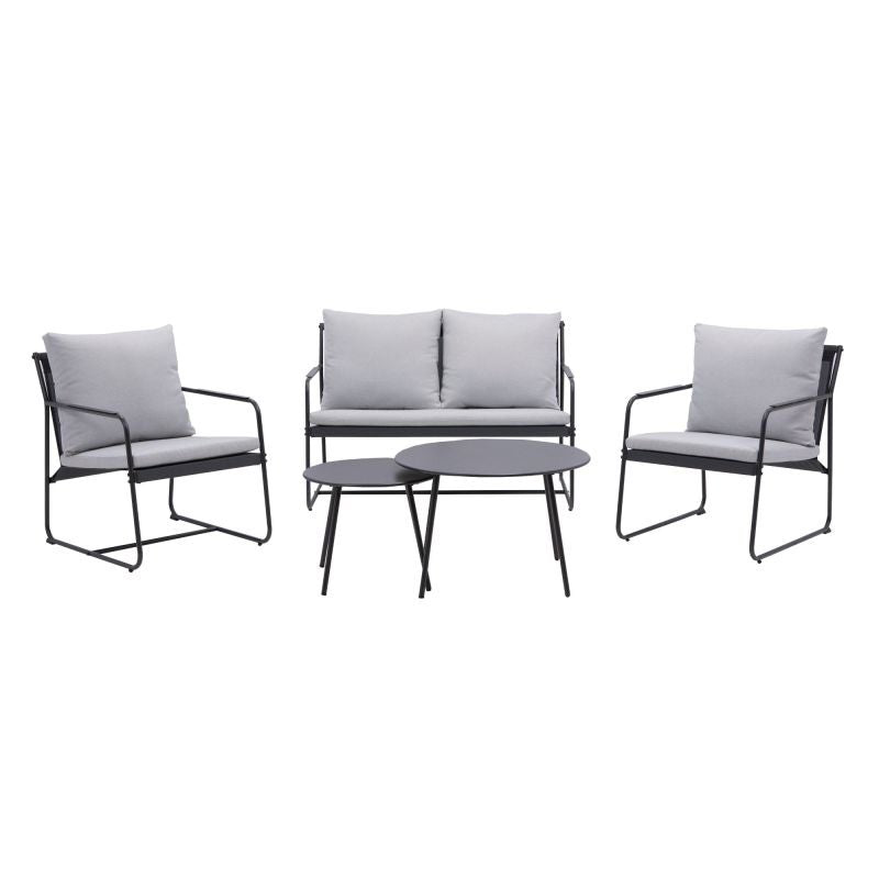Set mobilier gradina Naterial Fino, pentru 4 persoane, otel/poliester, gri