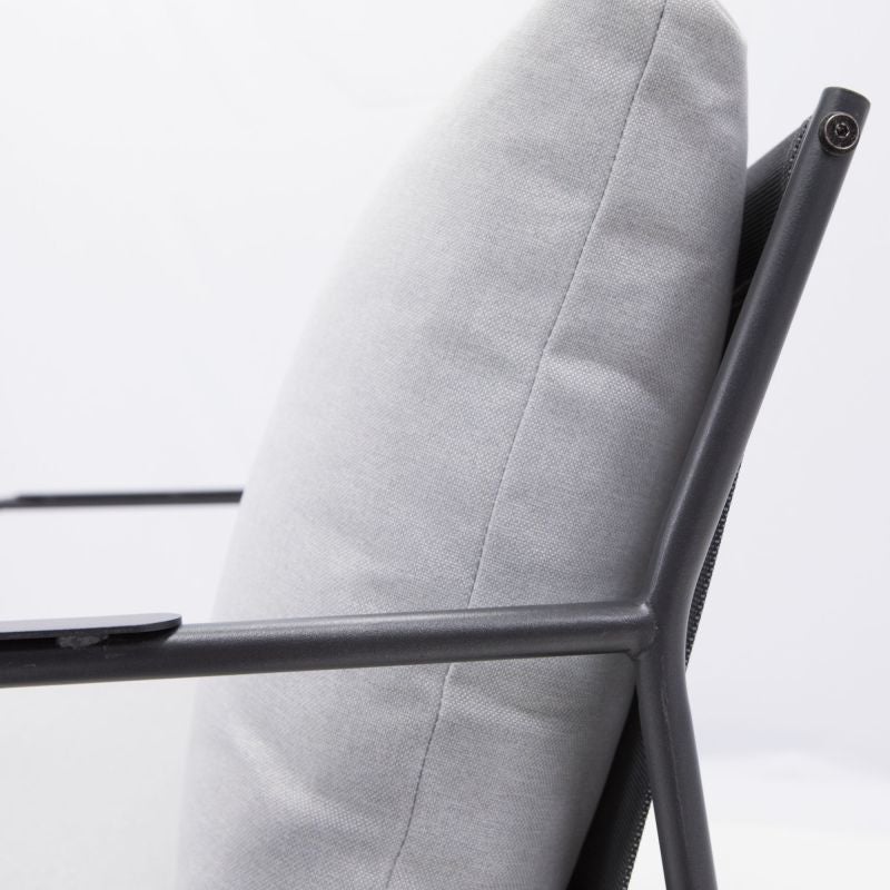 Set mobilier gradina Naterial Fino, pentru 4 persoane, otel/poliester, gri