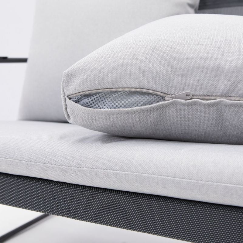 Set mobilier gradina Naterial Fino, pentru 4 persoane, otel/poliester, gri