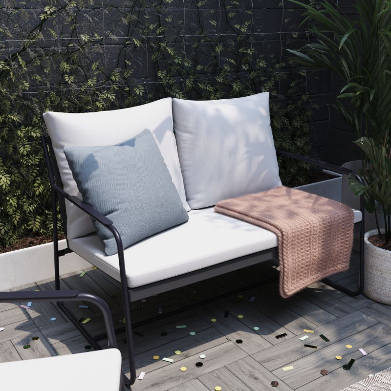 Set mobilier gradina Naterial Fino, pentru 4 persoane, otel/poliester, gri