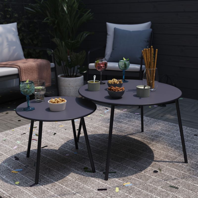 Set mobilier gradina Naterial Fino, pentru 4 persoane, otel/poliester, gri