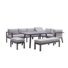 Set mobilier gradina Naterial Naxos, pentru 10 persoane, aluminiu/poliester, gri