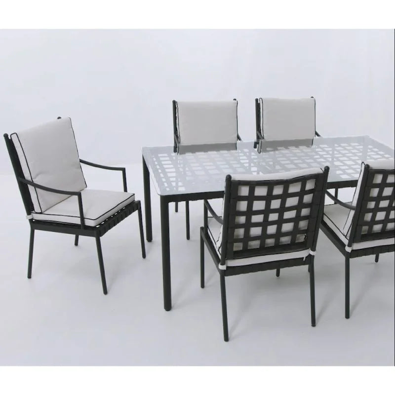Set mobilier gradina Naterial Victoria, pentru 4 persoane, otel/poliester, bej