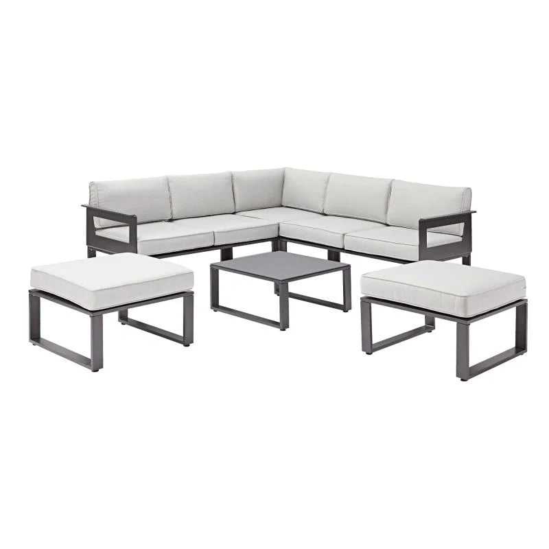 Set mobilier gradina Naterial Odyssea, aluminiu/textil, pentru 6 persoane, gri