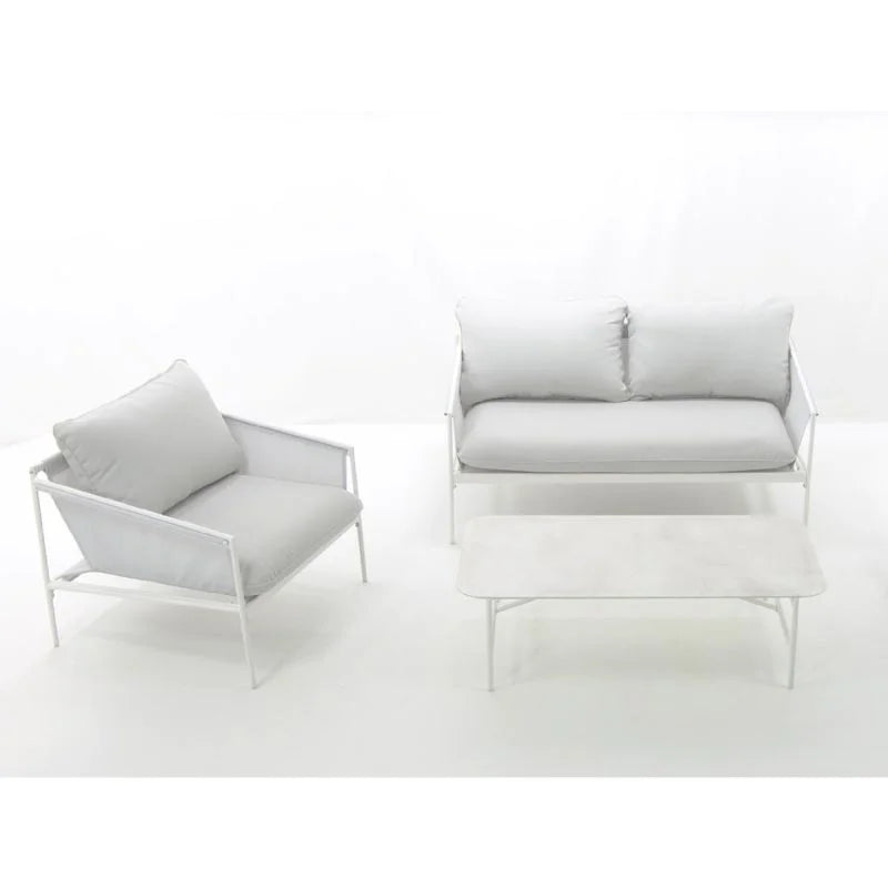 Set mobilier gradina Naterial Sigma, pentru 4 persoane, otel/poliester, bej