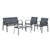 Set mobilier gradina Beo, pentru 4 persoane, otel/textilen/sticla, gri