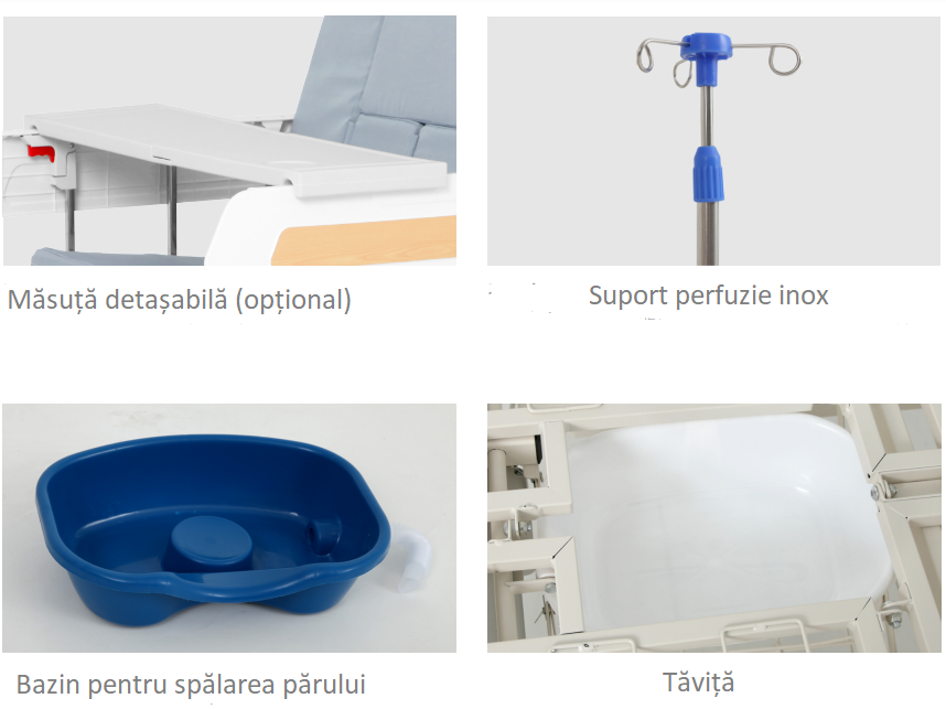 Pat spital electric cu saltea pentru ingrijire la domiciliu VIP