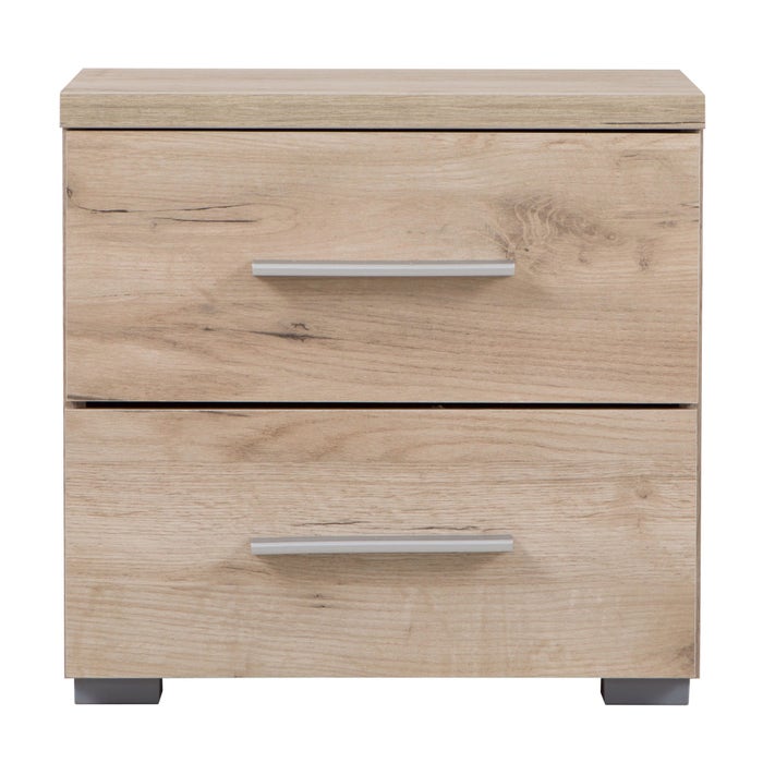 Noptiera Uni NO2F, cu 2 sertare, stejar gri, 44.5 x 33.5 x 43 cm, 1C