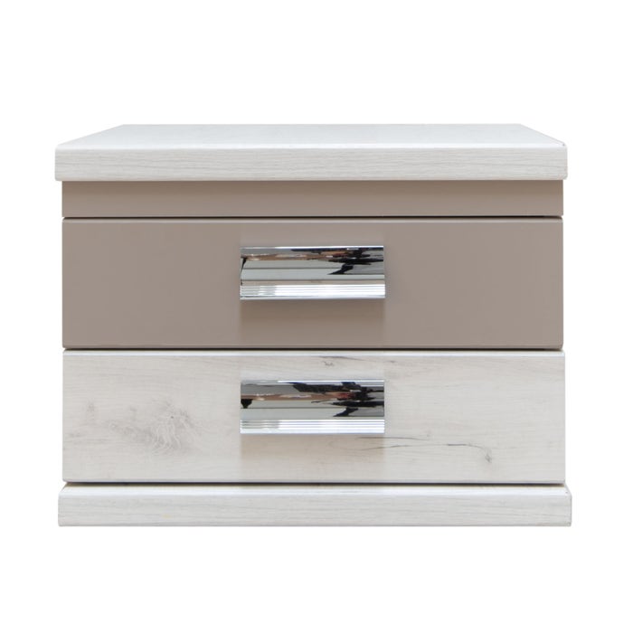 Noptiera Pallas P2, cu 2 sertare, alb craft + bazalt mat, 51 x 38 x 43.5 cm, 3C