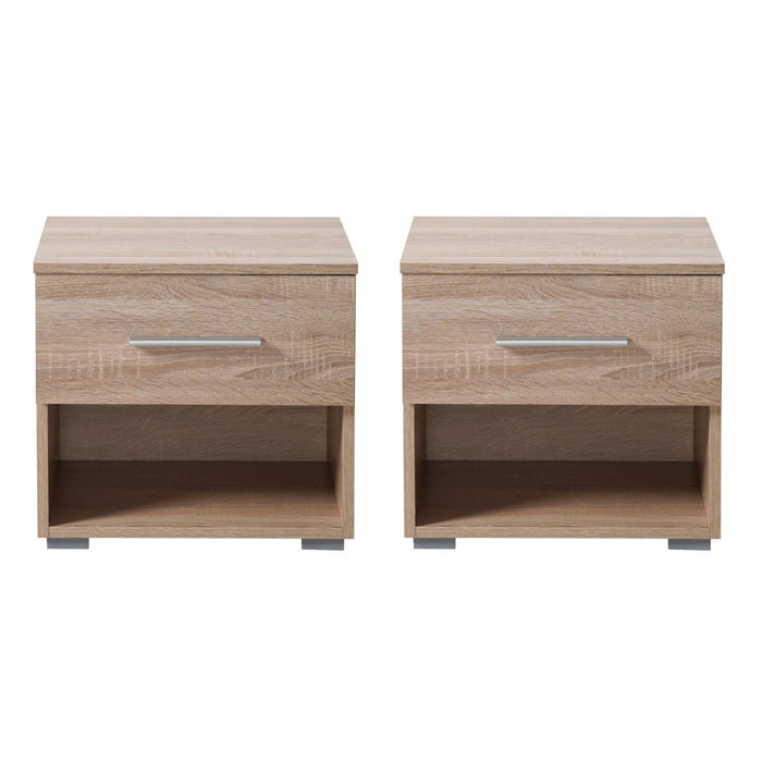 Noptiera Ritmo 2NO1F, set 2 bucati, cu raft + sertar, stejar sonoma, 44.5 x 33.5 x 42.5 cm, 1C