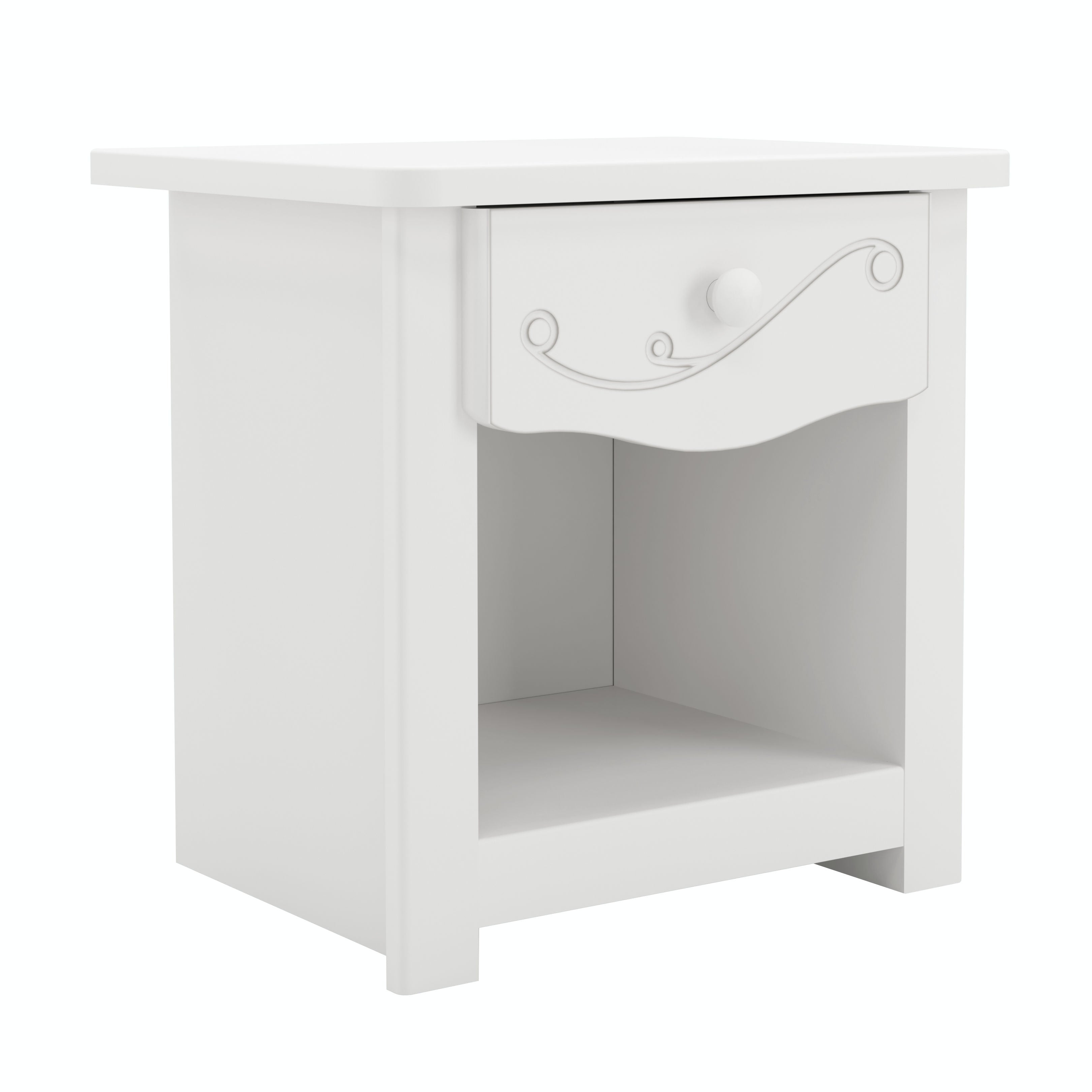 Noptiera Sweet, cu 1 raft + 1 sertar, alba, 45 x 35 x 46 cm, 1C