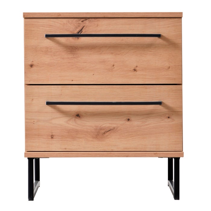 Noptiera Sardinia NO2F, cu 2 sertare, stejar artisan, 45.5 x 35 x 54 cm, 1C