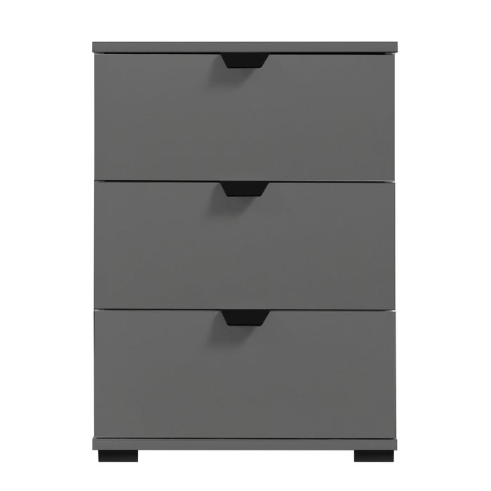 Noptiera Duero 3F, cu 3 sertare, gri grafit, 45 x 40 x 63 cm, 1C