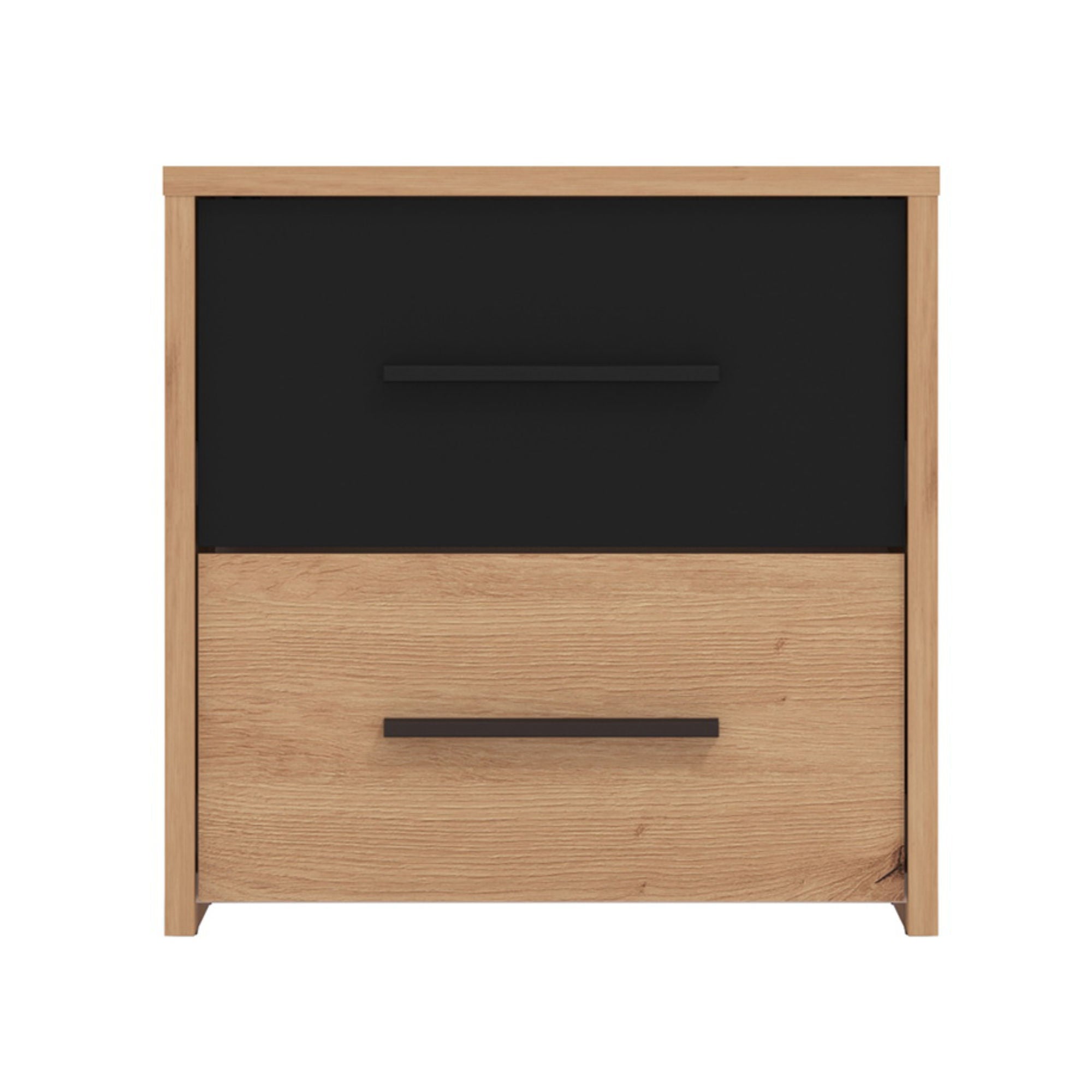 Noptiera Varadero NO2F, cu 2 sertare, stejar artisan + negru, 42 x 33.2 x 42.1 cm, 1C