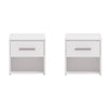 Noptiera Garona, set 2 bucati, cu raft + sertar, alb, 42 x 33 x 42 cm, 1C