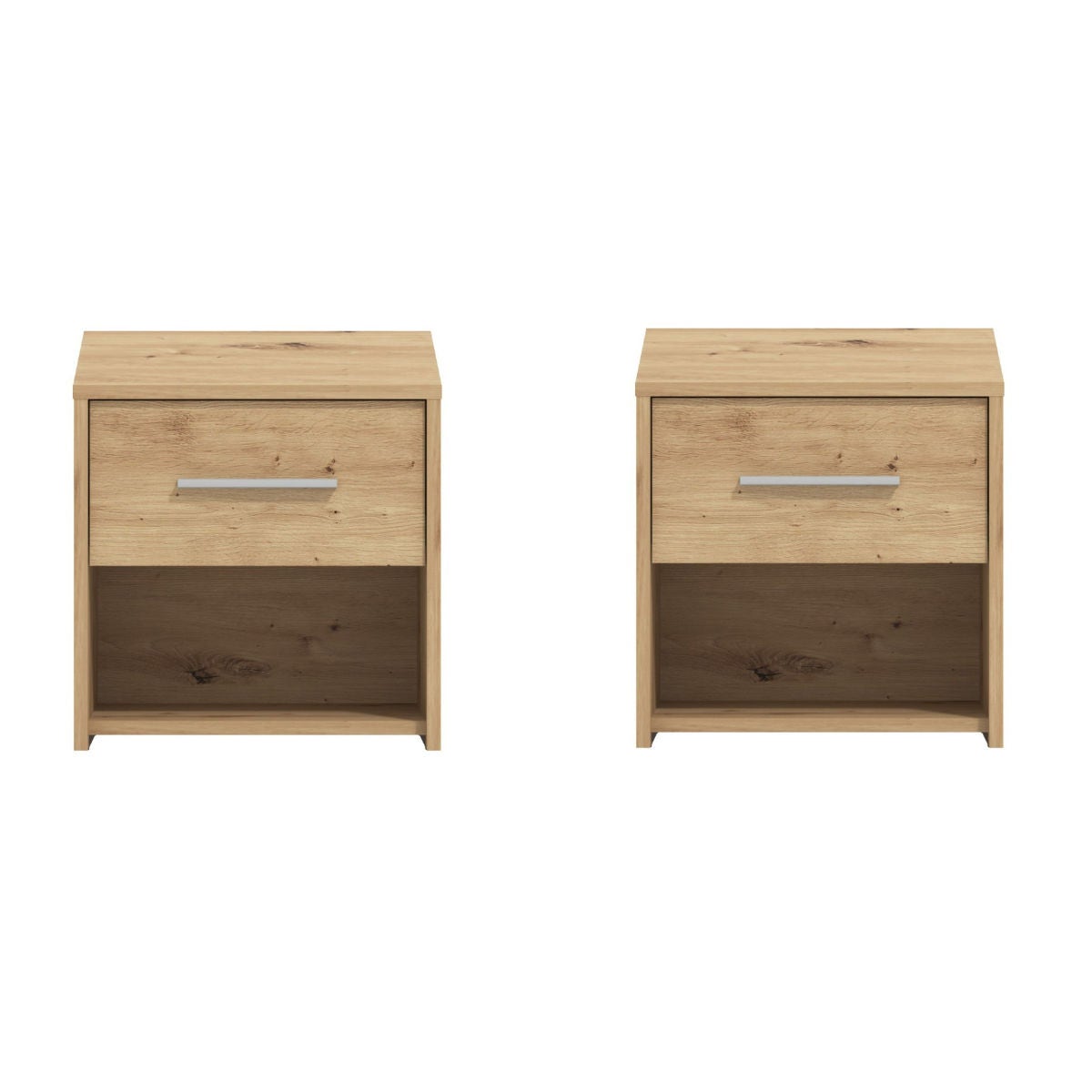 Noptiera Garona, set 2 bucati, cu raft + sertar, stejar artisan, 42 x 33 x 42 cm, 1C