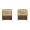 Noptiera Garona, set 2 bucati, cu raft + sertar, stejar artisan, 42 x 33 x 42 cm, 1C