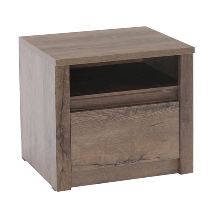 Noptiera Montana, cu raft + sertar, stejar lefkas inchis, 50 x 43.3 x 45.5 cm, 1C