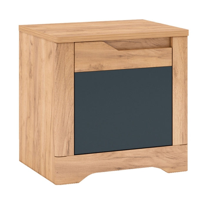 Noptiera Fidel stanga, cu usa, stejar craft auriu + gri grafit, 54.6 x 42 x 54.5 cm, 1C