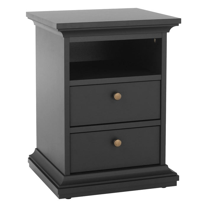 Noptiera Paris, cu raft + 2 sertare, gri grafit, 43.6 x 40 x 58.5 cm, 1C