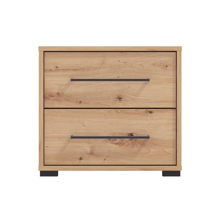 Noptiera Ascalon, cu 2 sertare, stejar artisan, 48 x 40 x 44 cm, 1C
