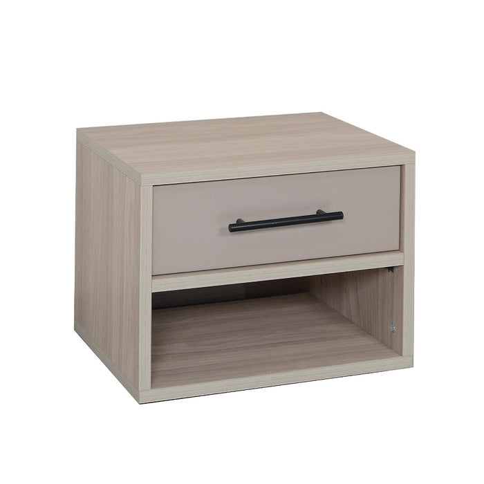 Noptiera Karo, cu raft + sertar, satin blackwood + crem cashmere, 44 x 36 x 33.7 cm, 2C