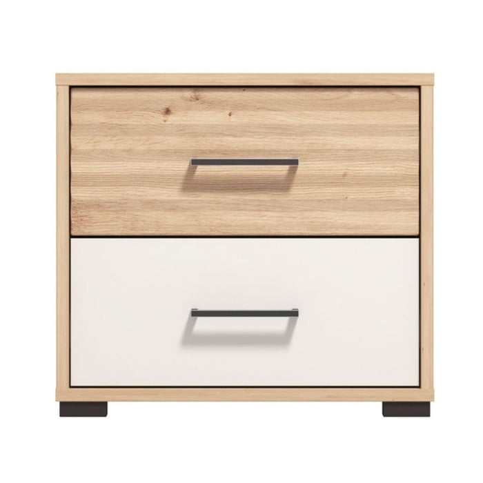 Noptiera Modena NO2F, cu 2 sertare, stejar artisan + bej cashmere, 1C