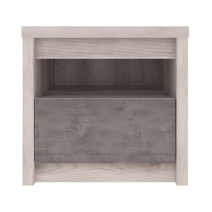 Noptiera Jesi, cu raft + sertar, castan nairobi + gri, 46.6 x 40.3 x 45 cm, 2C