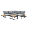 Set mobilier gradina Naterial Persea, pentru 5 persoane, aluminiu/lemn/textil, gri