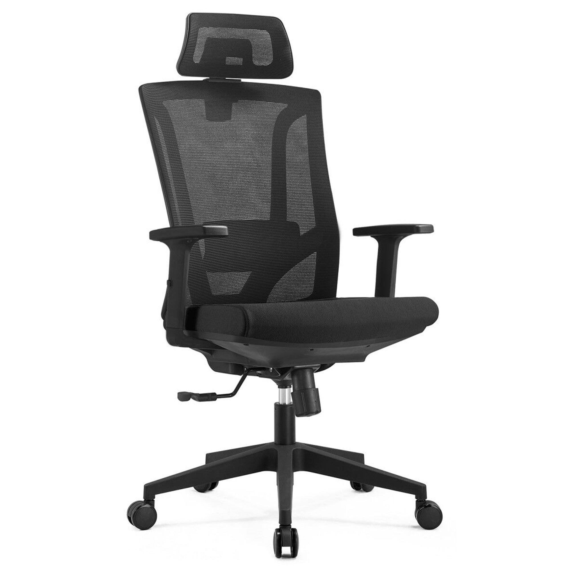 Scaun SUPERS ergonomic negru cu tetiera reglabila si suport lombar