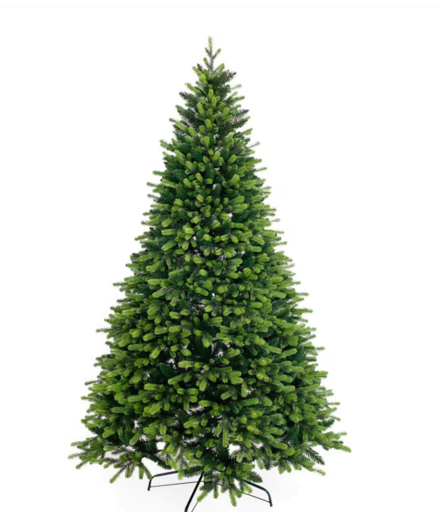 Brad de Crăciun artificial MaxiBuy® 240 cm cu suport metalic, aspect natural, ramuri dese, decor sărbători pentru interior și exterior, verde