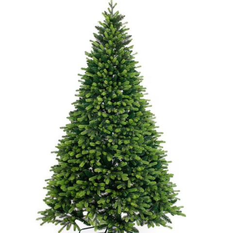 Brad de Crăciun artificial MaxiBuy® 240 cm cu suport metalic, aspect natural, ramuri dese, decor sărbători pentru interior și exterior, verde