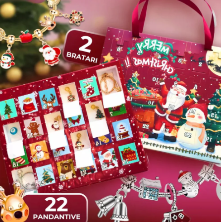 Calendar de Advent cu 2 Bratari si 22 Pandantive