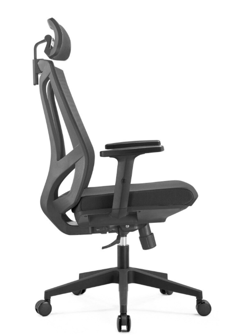 Scaun SUPERS ergonomic negru cu tetiera reglabila si suport lombar