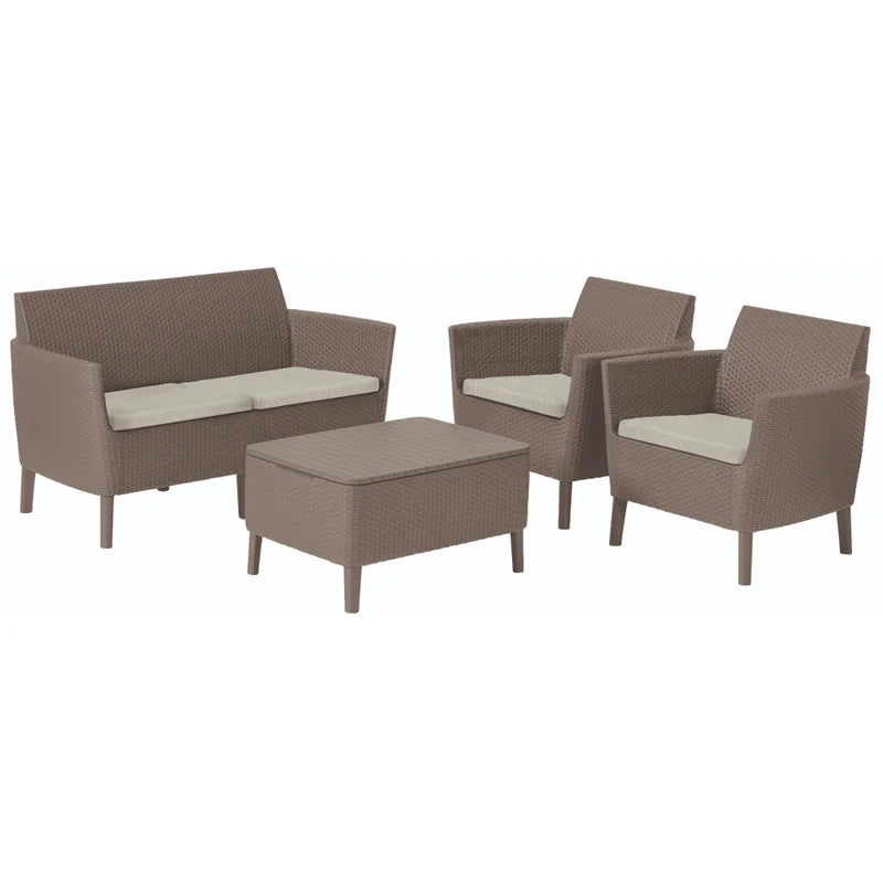Set mobilier gradina Salemo, plastic/textil, pentru 4 persoane, bej