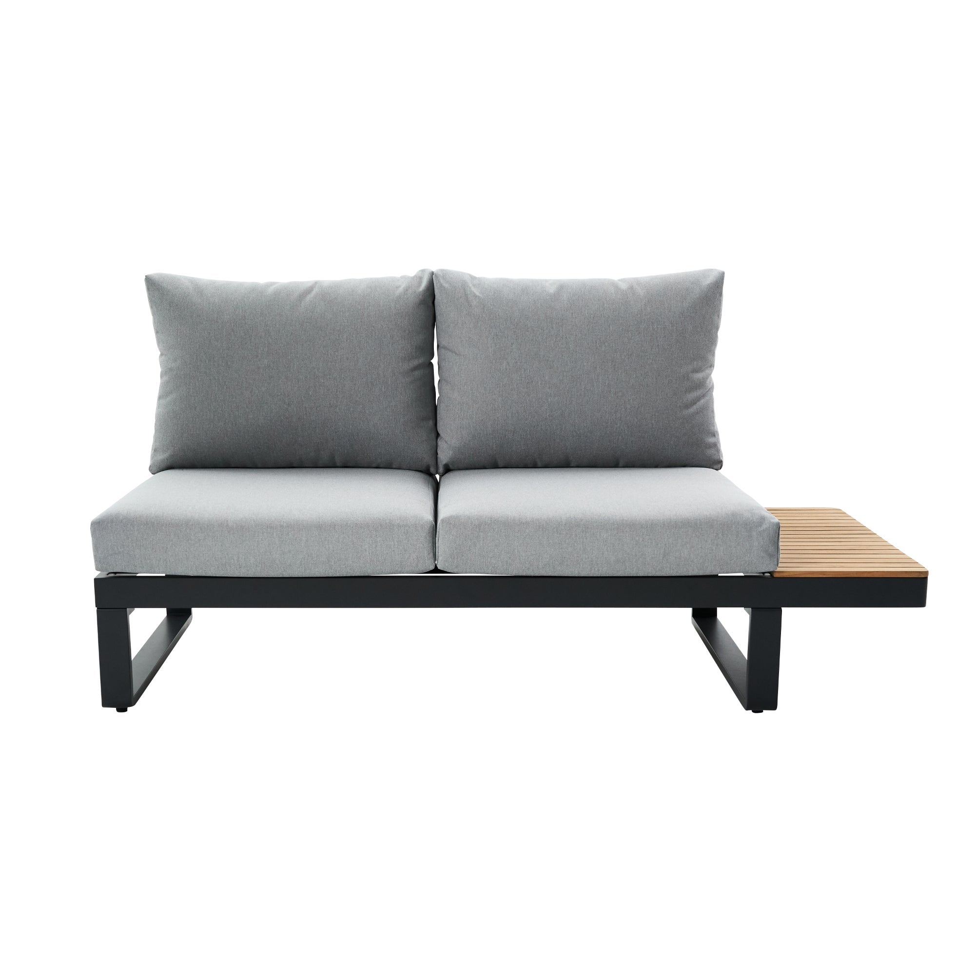 Set mobilier gradina Naterial Persea, pentru 5 persoane, aluminiu/lemn/textil, gri