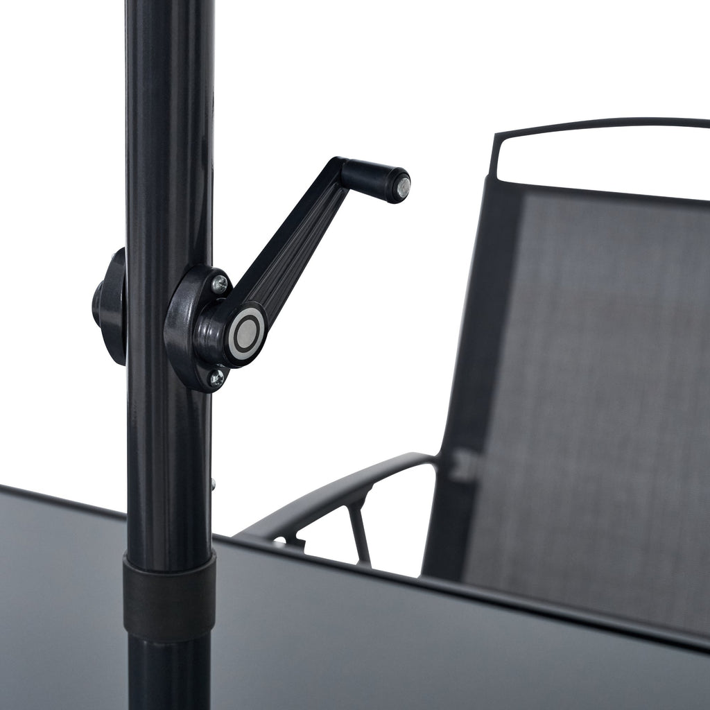 Set masa si scaune Doma, pentru 6 persoane, cu umbrela, otel/textilen/sticla, gri