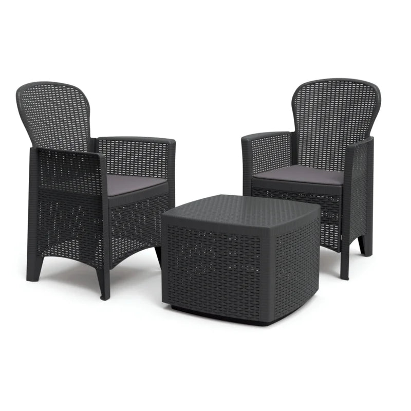 Set mobilier gradina pentru 2 persoane, plastic, gri antracit