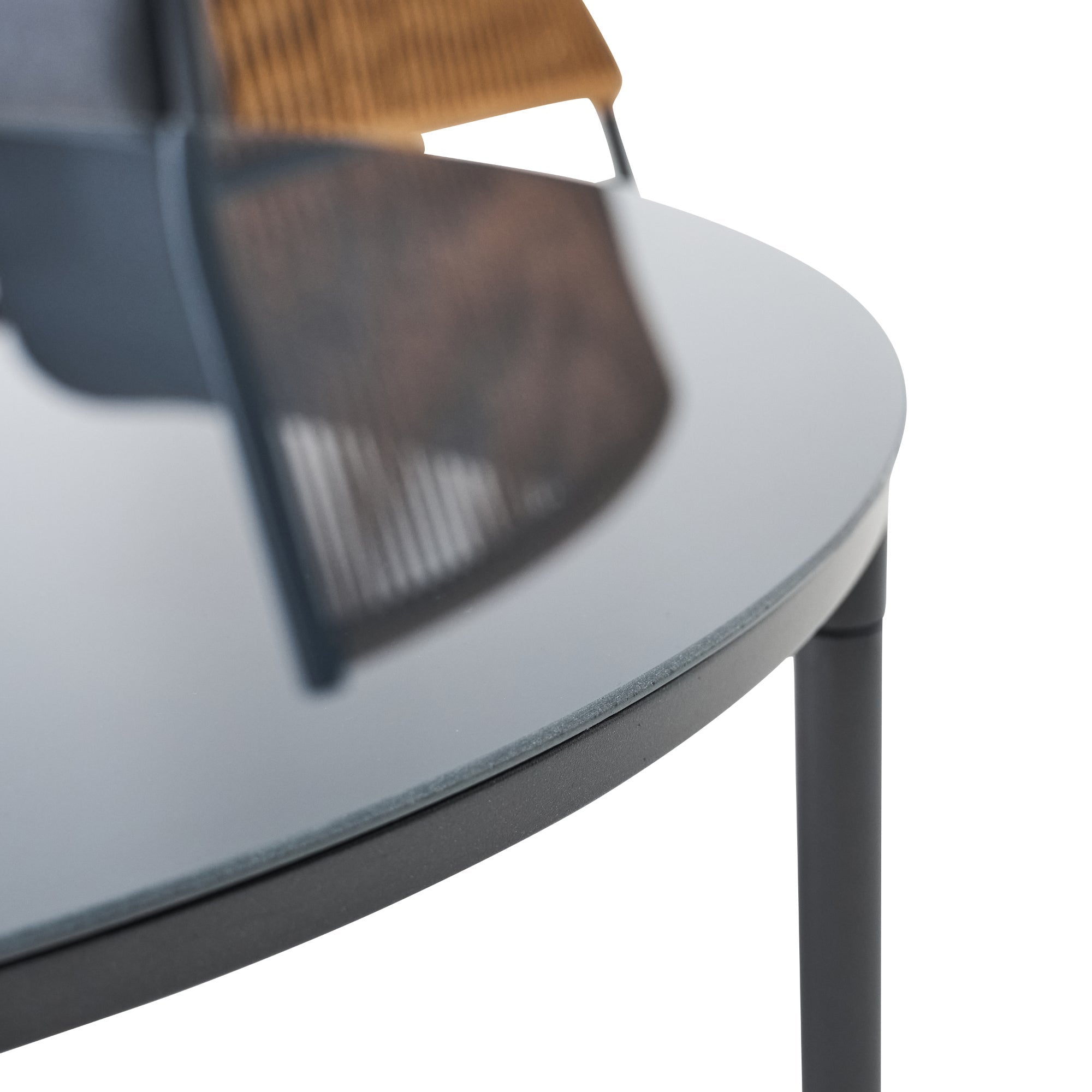 Set mobilier gradina Fuji, pentru 4 persoane, otel/ratan sintetic/sticla, gri