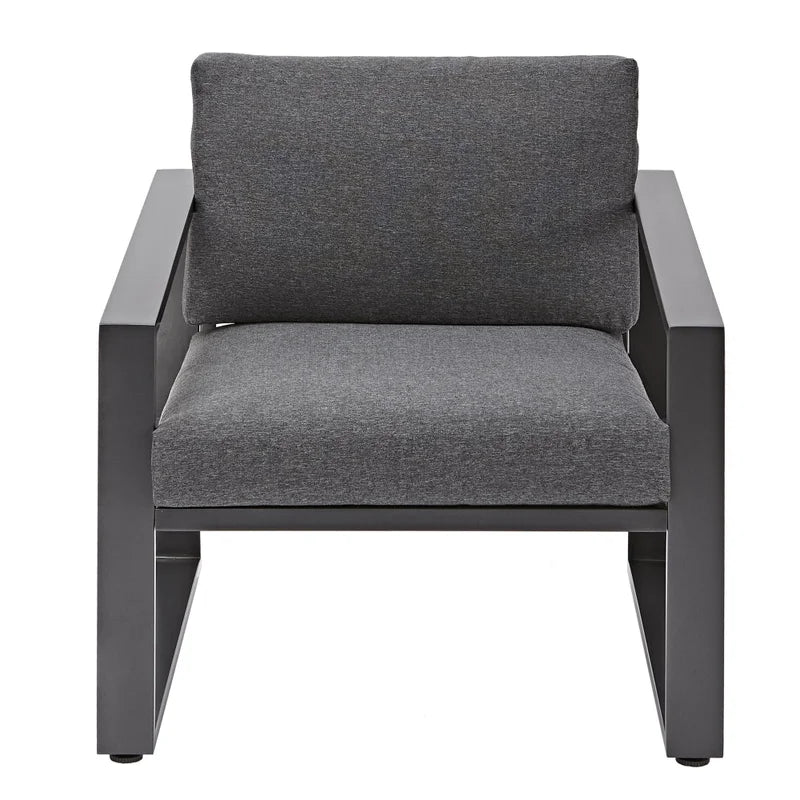 Set mobilier gradina Naterial Lyra, pentru 4 persoane, aluminiu/textil, gri