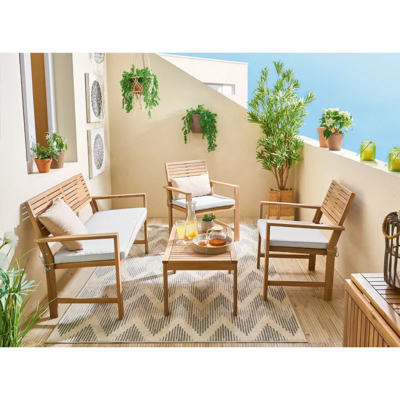 Set mobilier gradina Naterial Solis, pentru 4 persoane, lemn/textil, bej