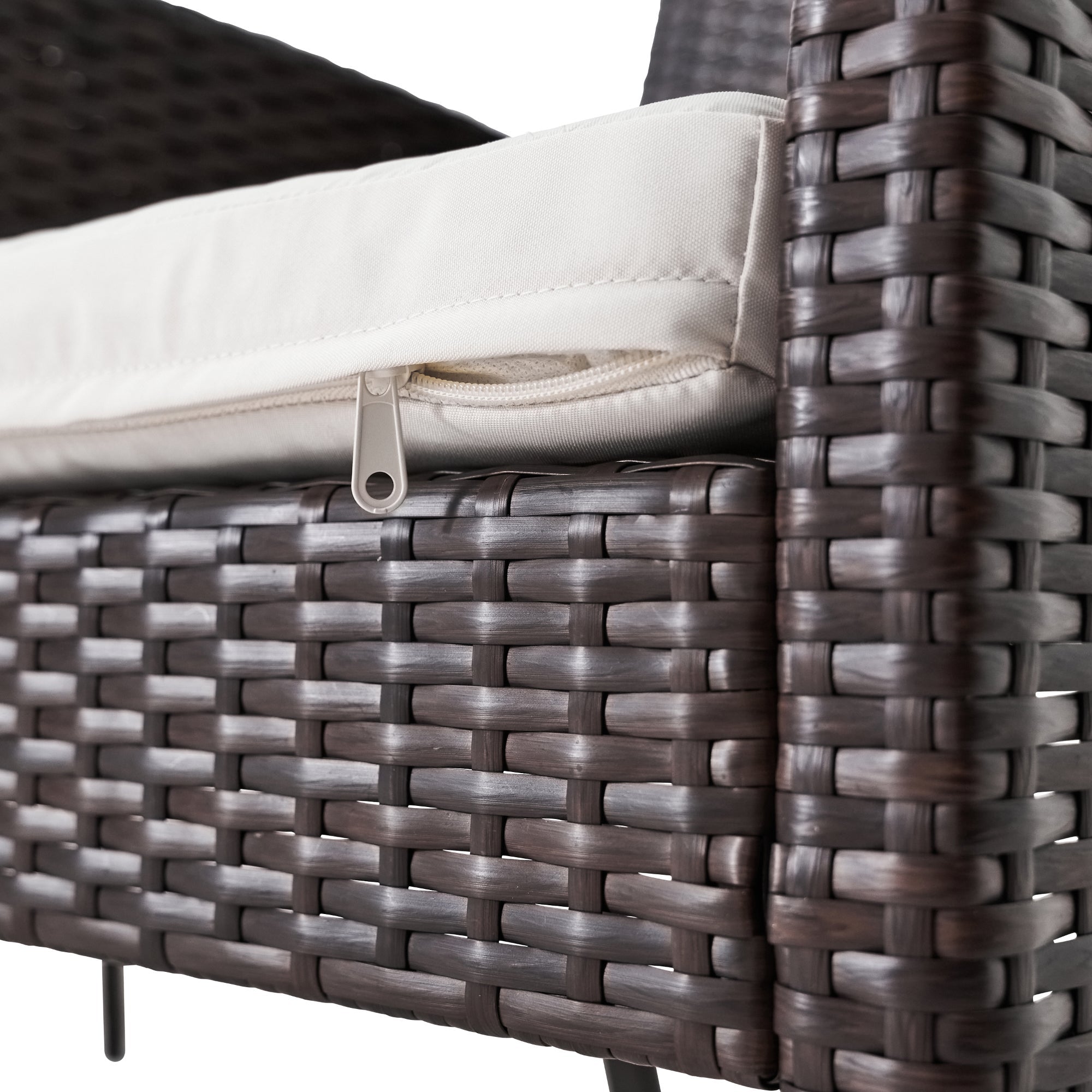 Set mobilier gradina Amos, pentru 4 persoane, otel/ratan sintetic/sticla, maro