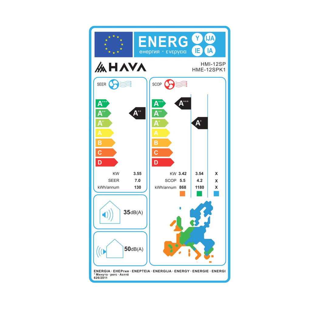 Aer conditionat Hava Smart Plus, Wi-Fi, 12000 BTU, clasa energetica A++, cu kit de instalare inclus