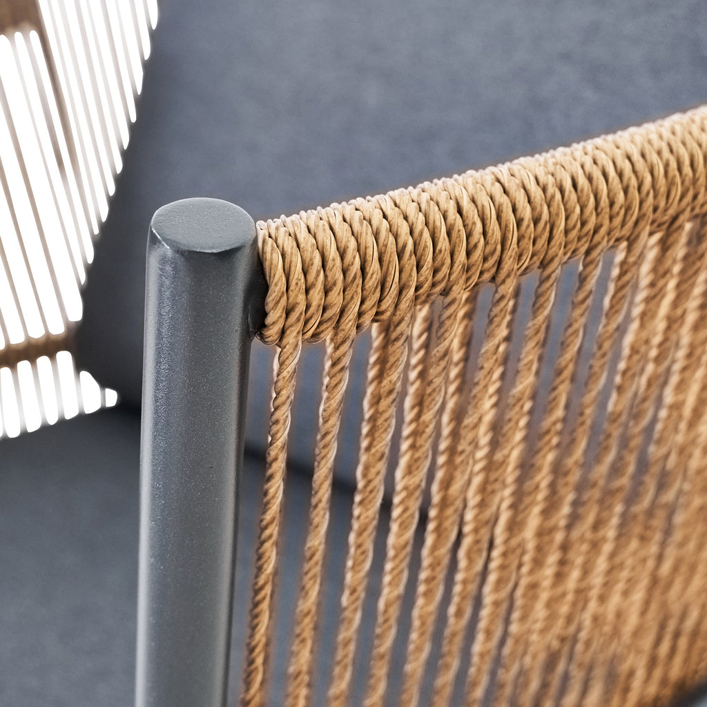 Set mobilier gradina Fuji, pentru 4 persoane, otel/ratan sintetic/sticla, gri