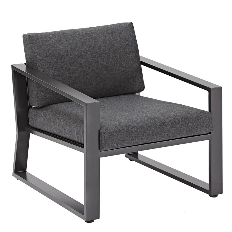 Set mobilier gradina Naterial Lyra, pentru 4 persoane, aluminiu/textil, gri